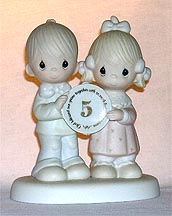 Enesco Precious Moments Figurine - God Blessed Our Years Together With So Much Love And Happiness - 5th Anniversary