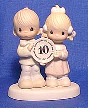 Enesco Precious Moments Figurine - God Blessed Our Years Together With So Much Love And Happiness - 10th Anniversary