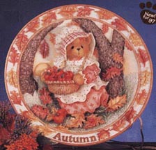 Enesco Cherished Teddies Plate - Hannah - Autumn Brings A Season Of Thanksgiving